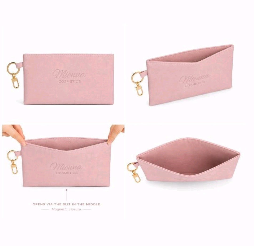 Mienna Icon Pouch - Smooth Faux Leather Storage for Makeup & Skincare - Chic & Functional Everyday Essential with Gold Clasp Detail - Mienna cosmetics Ltd